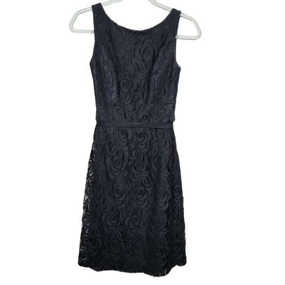 Vintage Dessy Collection Vivian Diamond Black Dress Floral Lace Women's Size 6 2 - Picture 4 of 12